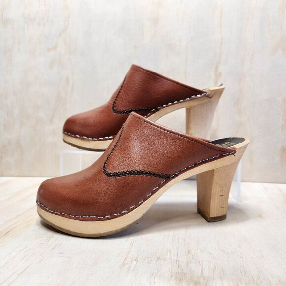 Anatomisk Sweden Leather Cognac Slip In Clog Women's Size EU 36 US 5.5 - Picture 1 of 12